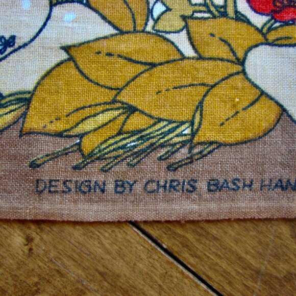 Vintage Linen Kitchen Tea Towel Milk Maid Cow Floral Fruit Orange Red Brown - Picture 7 of 8